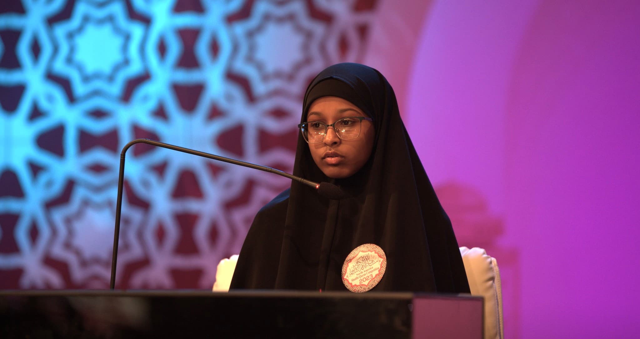Female participant reciting